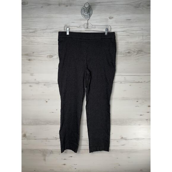 Hilary Radley Pants Womens Large Black White Windowpane Pull On Stretch Career - Picture 1 of 10